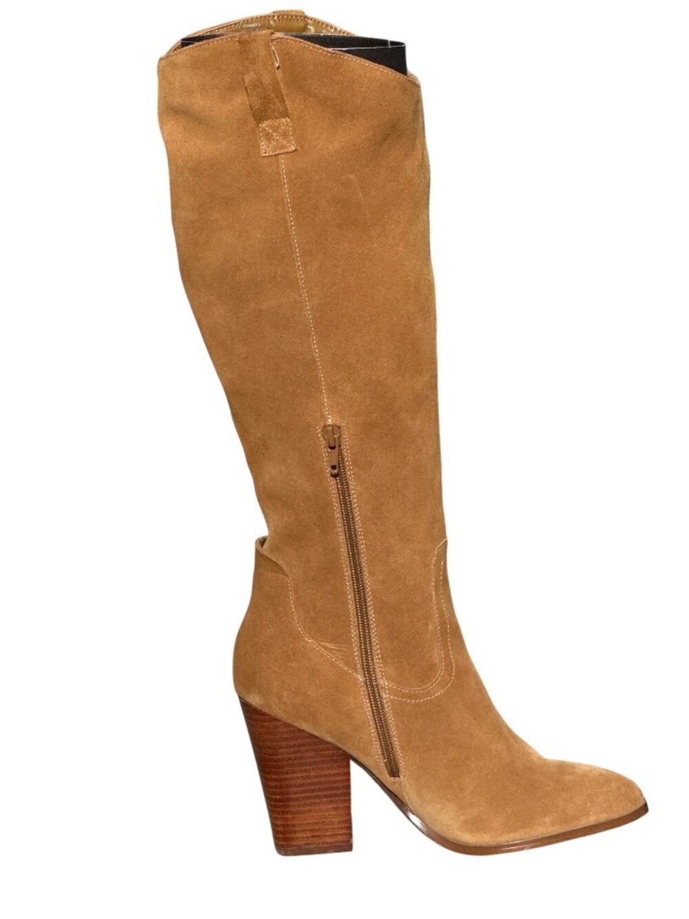 Crown Vintage Size 9 5 Tan Suede Knee High Boots Western Equestrian Stacked Heel